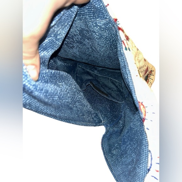 Evil Eye Bindle Tote herringbone bag by French Designer Sophie Peirani Createur - Picture 4 of 8